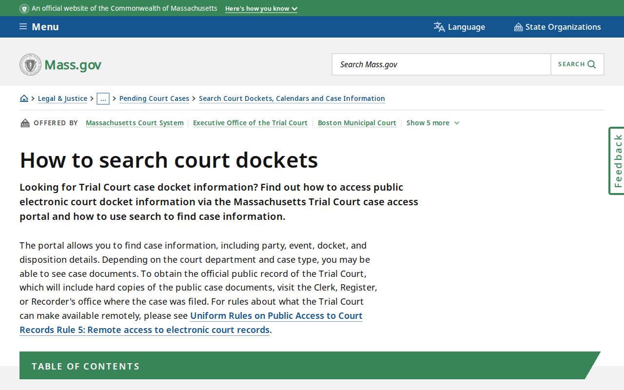 Marshfield resident lookup court docket search fields