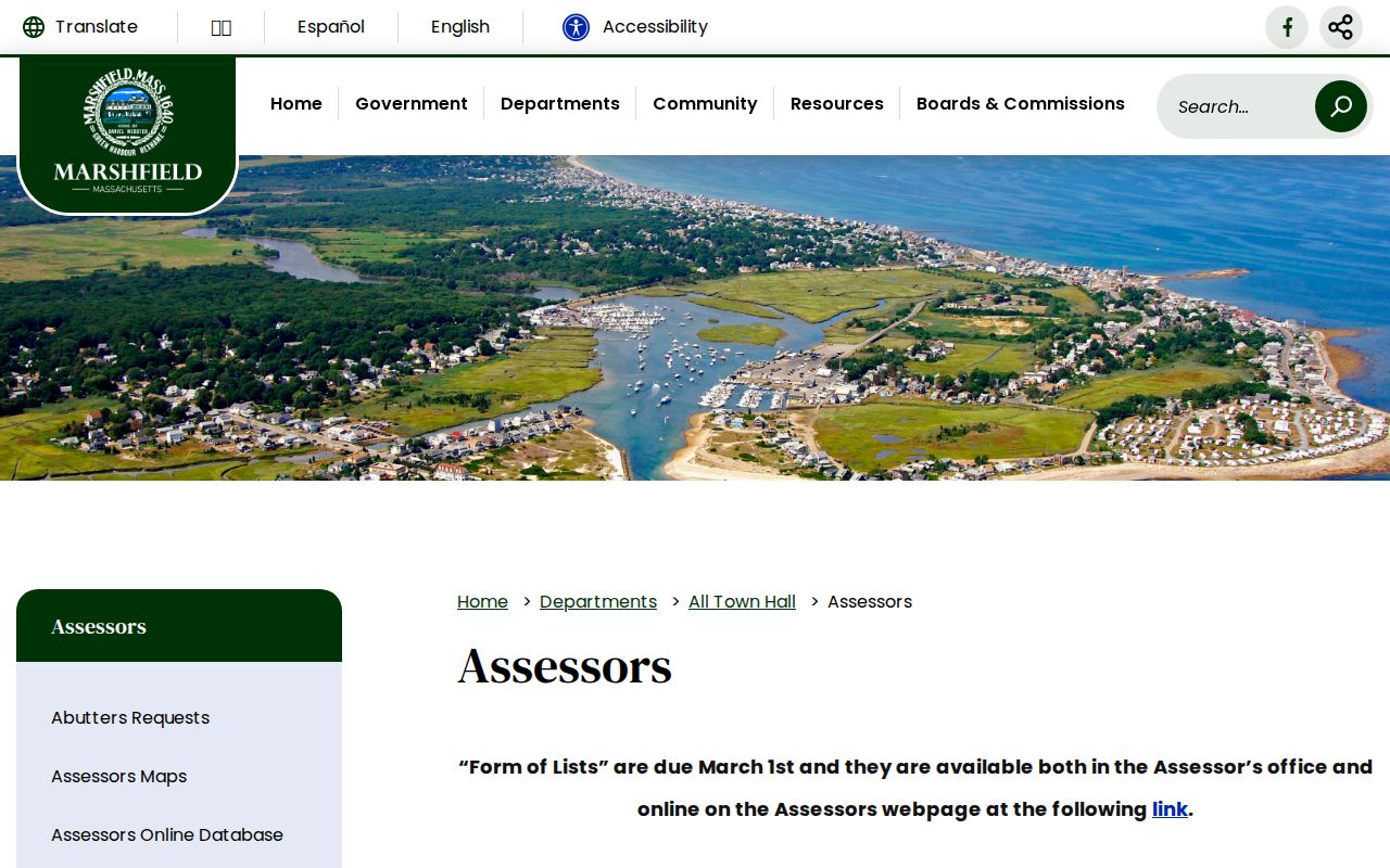 Marshfield resident records assessor office property cards