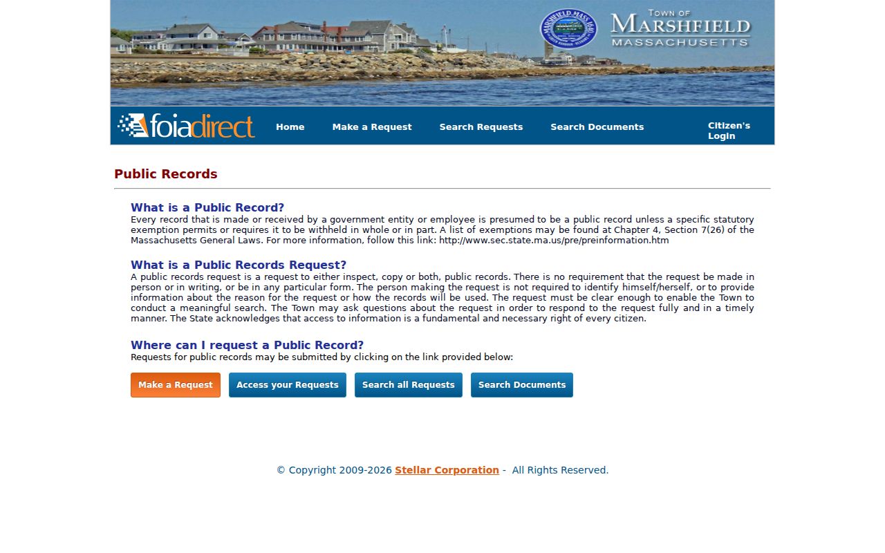 Marshfield resident records public-request portal