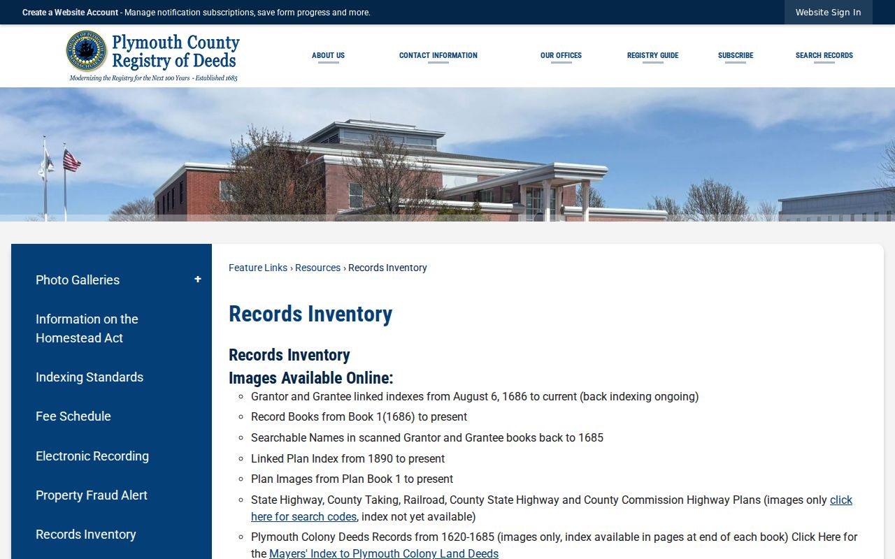 Marshfield previous residents coverage details in the Plymouth Registry records inventory