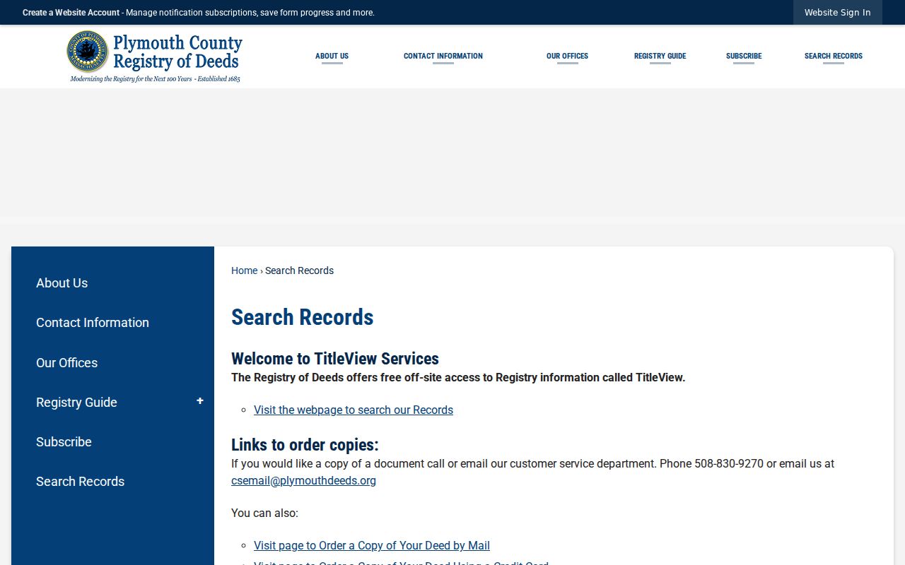 Marshfield previous residents research route at the Plymouth Registry records search