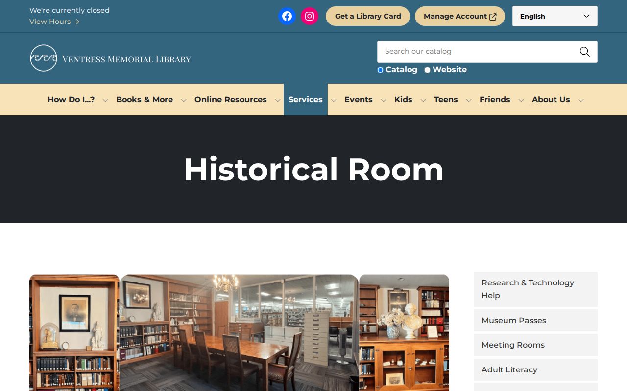 Marshfield previous residents resources at the Ventress Historical Room